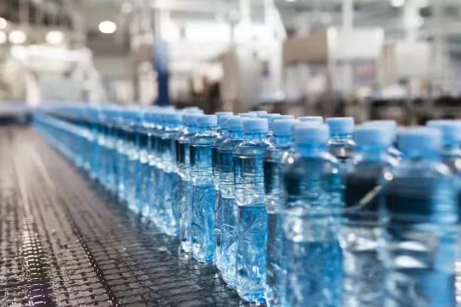 Дослідили 25 популярних марок бутильованої води. Лише одна — без мікропластику. На фото: багато пластикових пляшок з водою на бутильованому виробництві.